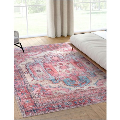 Tapete Lavable Lunar Medallón en Rojizo