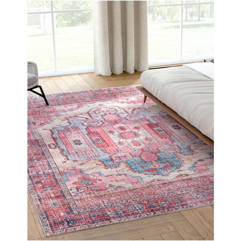 Tapete Lavable Lunar Medallón en Rojizo