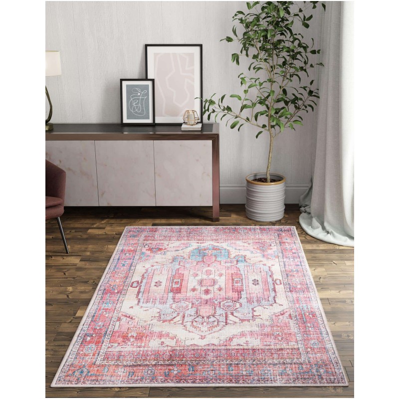 Tapete Lavable Lunar Medallón en Rojizo