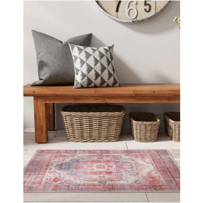 Tapete Lavable Lunar Medallón en Rojizo