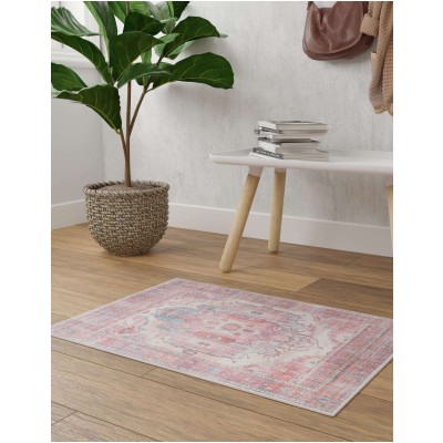 Tapete Lavable Lunar Medallón en Rojizo