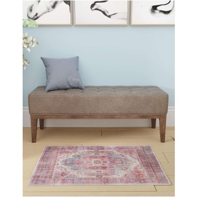 Tapete Lavable Lunar Medallón en Rojizo