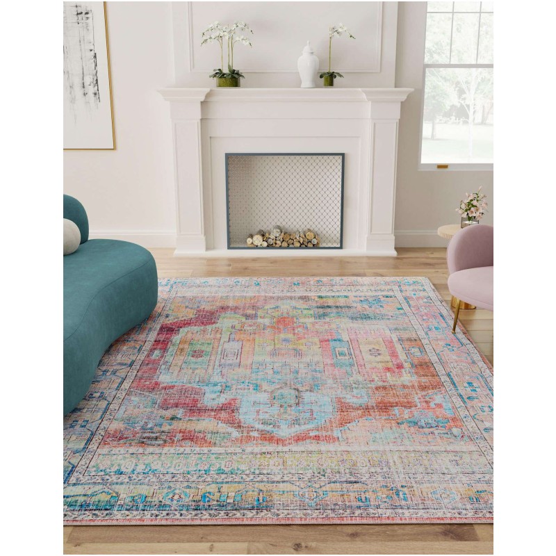 Tapete Lavable Lunar Medallón en Multicolor