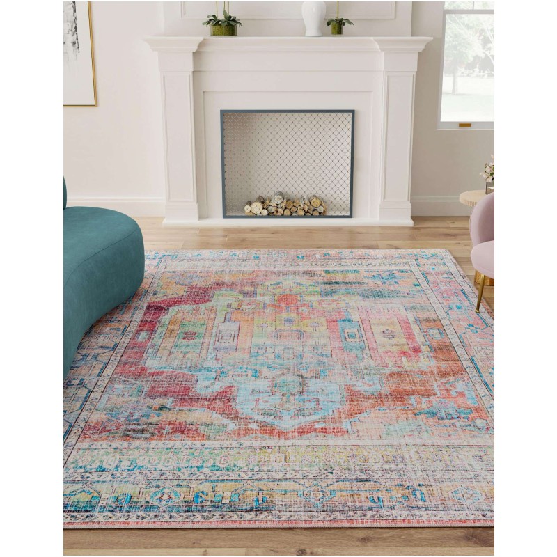 Tapete Lavable Lunar Medallón en Multicolor