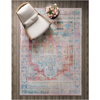 Tapete Lavable Lunar Medallón en Multicolor