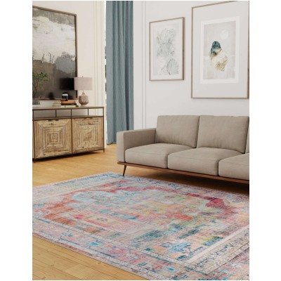 Tapete Lavable Lunar Medallón en Multicolor