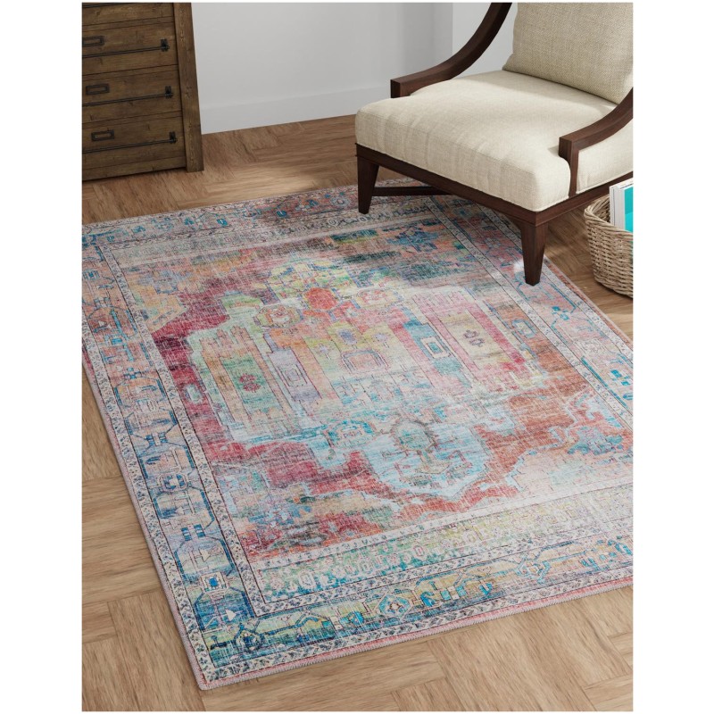 Tapete Lavable Lunar Medallón en Multicolor