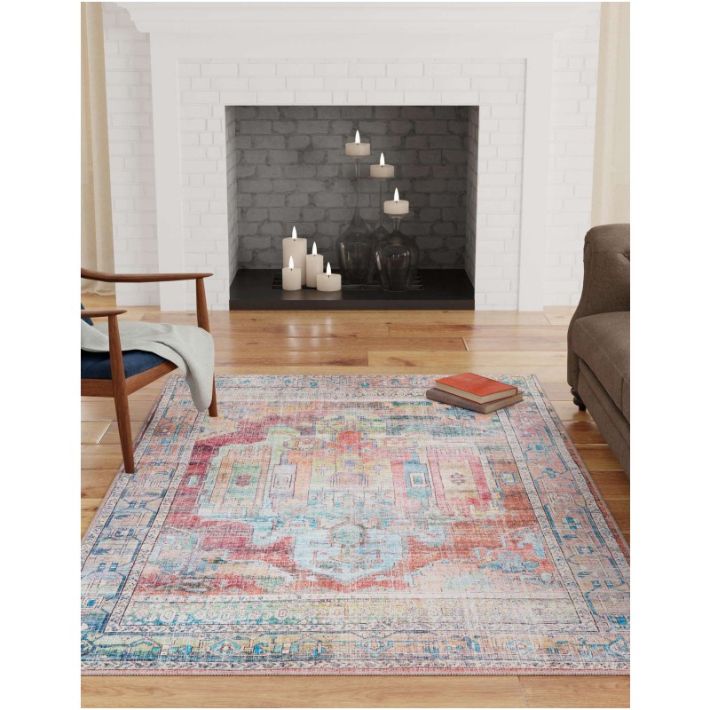 Tapete Lavable Lunar Medallón en Multicolor