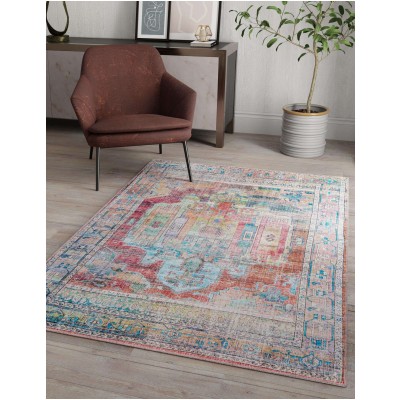 Tapete Lavable Lunar Medallón en Multicolor