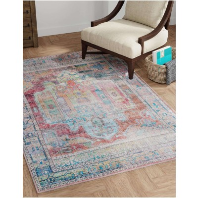 Tapete Lavable Lunar Medallón en Multicolor