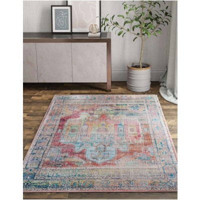 Tapete Lavable Lunar Medallón en Multicolor