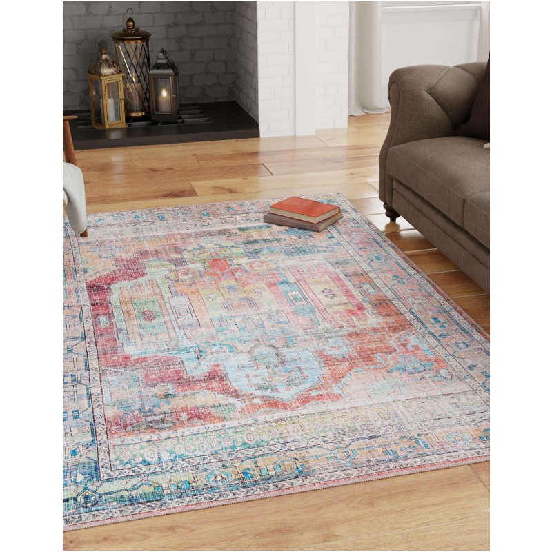 Tapete Lavable Lunar Medallón en Multicolor