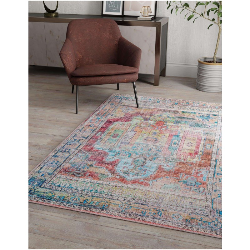 Tapete Lavable Lunar Medallón en Multicolor