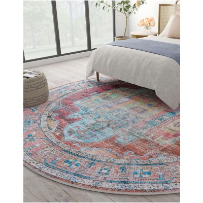 Tapete Lavable Lunar Medallón en Multicolor