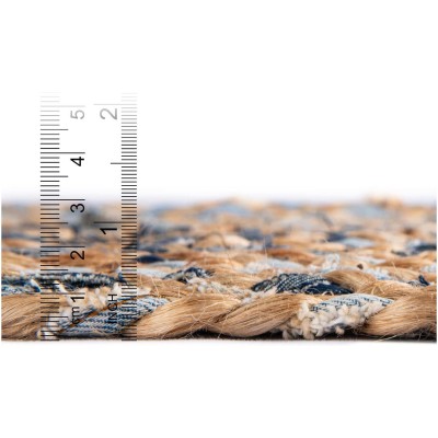 Tapete Trenzado de Yute y Denim Azul