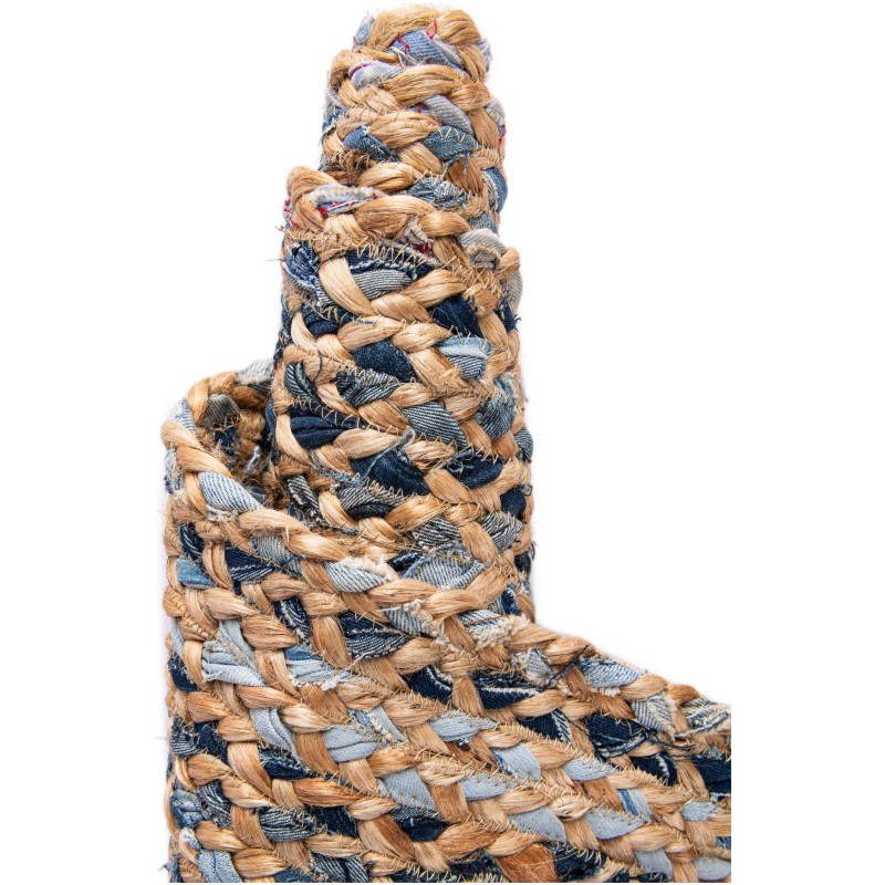 Tapete Trenzado de Yute y Denim Azul