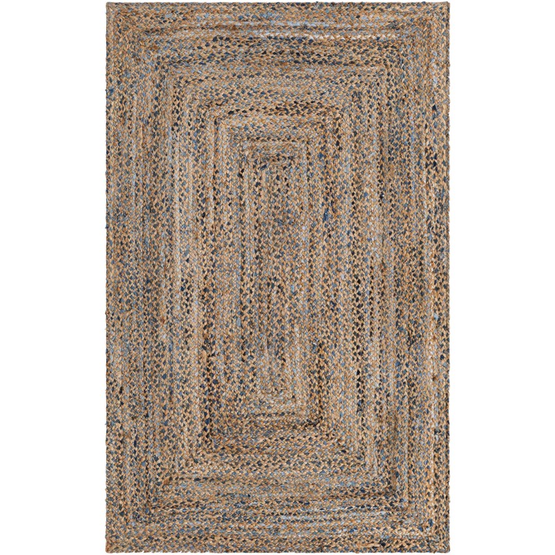 Tapete Trenzado de Yute y Denim Azul