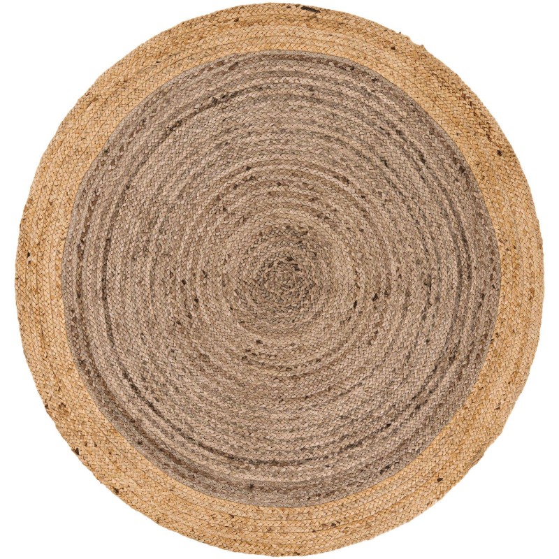 Tapete Trenzado de Yute Gris con Borde Natural