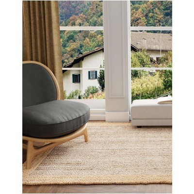 Tapete Trenzado de Yute Gris con Borde Natural