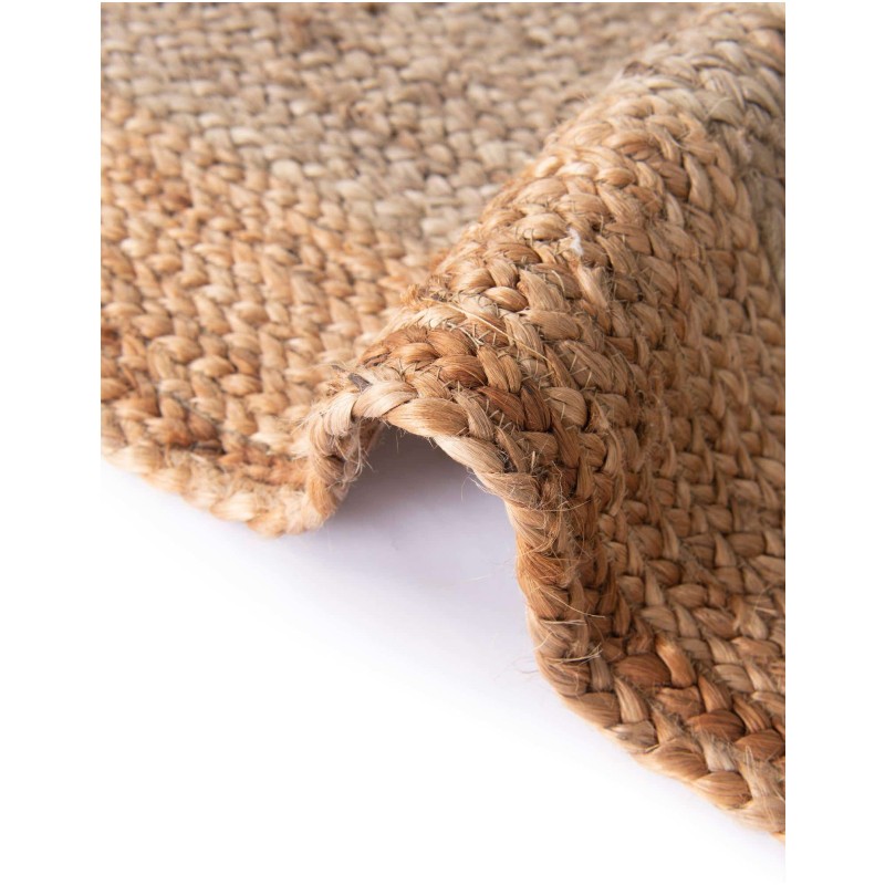 Tapete Trenzado de Yute Gris con Borde Natural