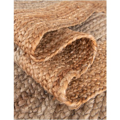 Tapete Trenzado de Yute Gris con Borde Natural