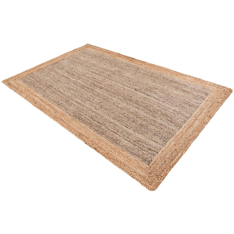 Tapete Trenzado de Yute Gris con Borde Natural