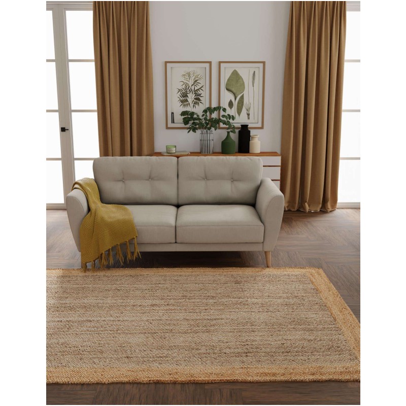 Tapete Trenzado de Yute Gris con Borde Natural