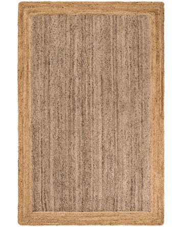 Tapete Trenzado de Yute Gris con Borde Natural