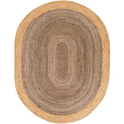 Tapete Trenzado de Yute Gris con Borde Natural