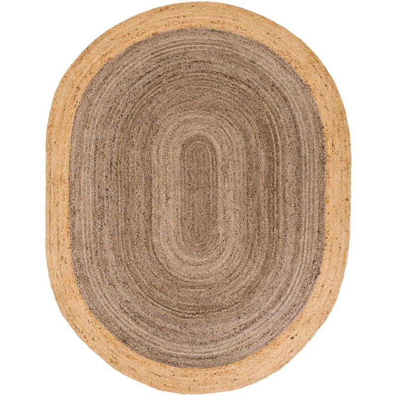 Tapete Trenzado de Yute Gris con Borde Natural