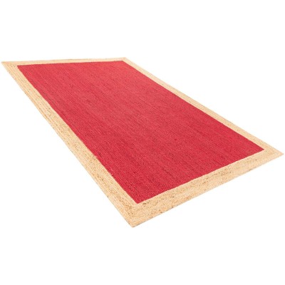 Tapete Trenzado de Yute Rojo con Borde Natural