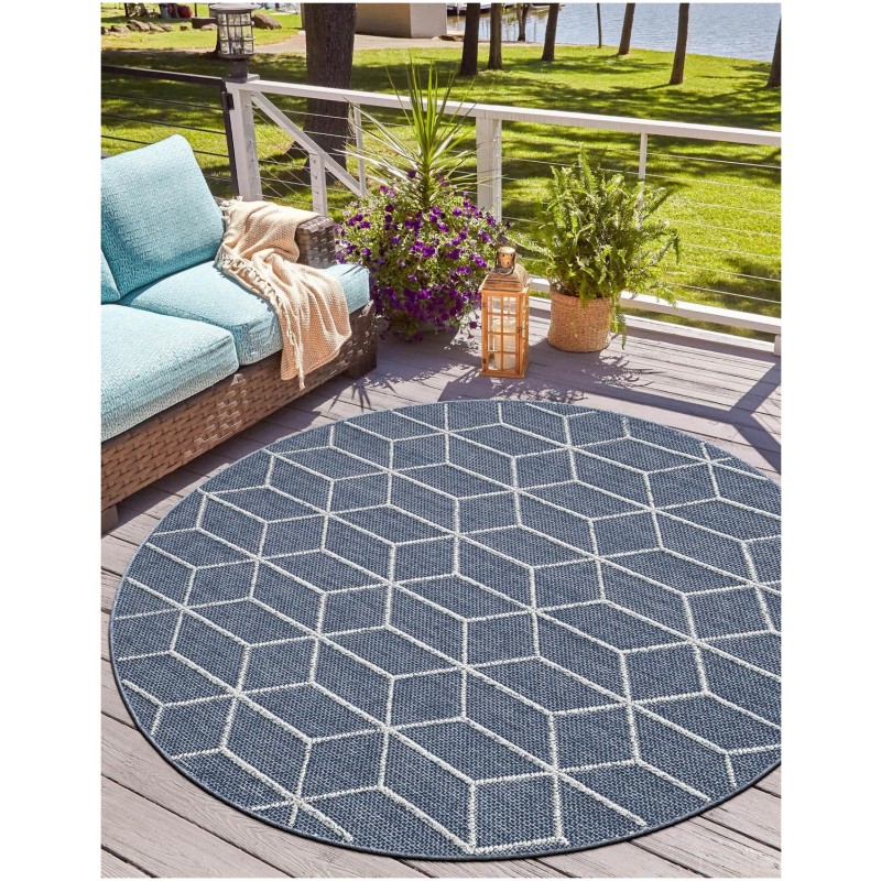 Tapete Sinfonía Exterior Enrejado en Azul Marino