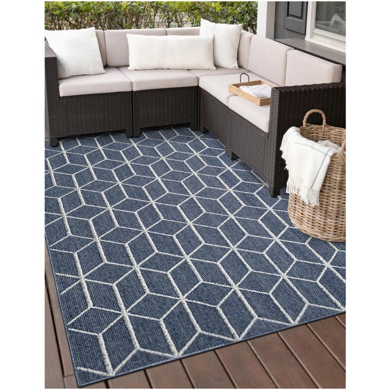 Tapete Sinfonía Exterior Enrejado en Azul Marino