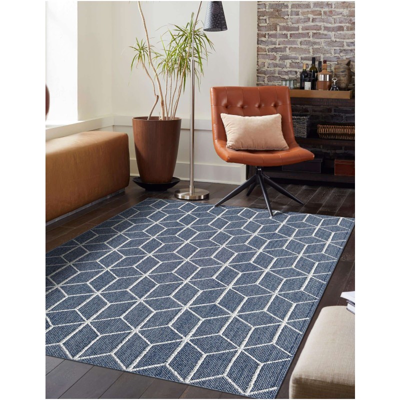 Tapete Sinfonía Exterior Enrejado en Azul Marino