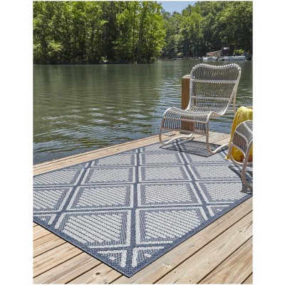 Tapete Sinfonía Exterior Enrejado de Rombos en Azul Marino