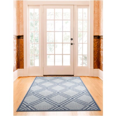 Tapete Sinfonía Exterior Enrejado de Rombos en Azul Marino