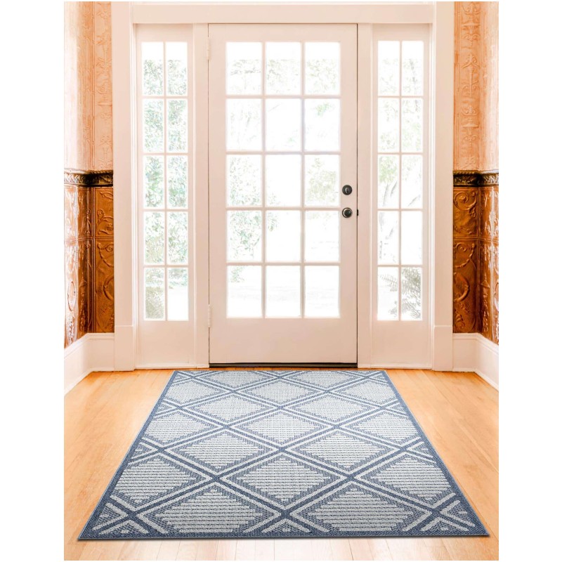 Tapete Sinfonía Exterior Enrejado de Rombos en Azul Marino