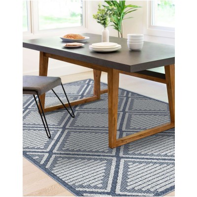 Tapete Sinfonía Exterior Enrejado de Rombos en Azul Marino