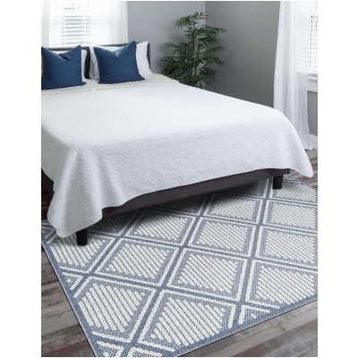 Tapete Sinfonía Exterior Enrejado de Rombos en Azul Marino