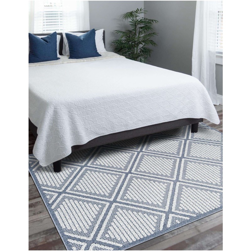 Tapete Sinfonía Exterior Enrejado de Rombos en Azul Marino