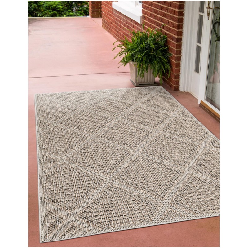 Tapete Sinfonía Exterior Enrejado de Rombos en Khaki