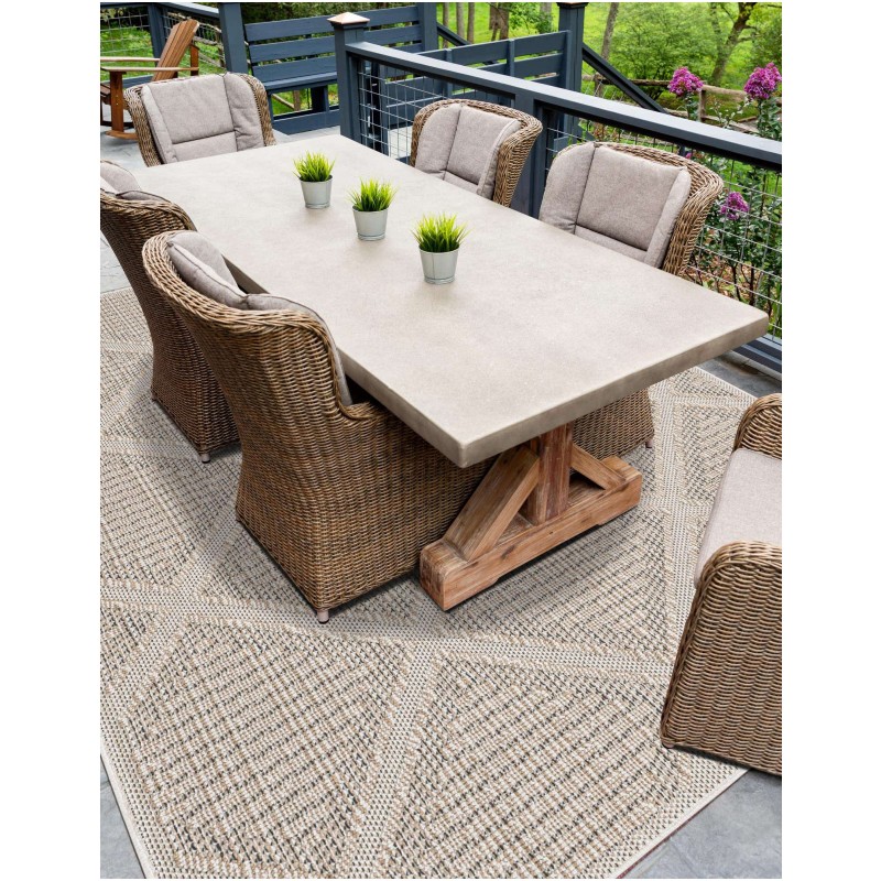 Tapete Sinfonía Exterior Enrejado de Rombos en Khaki