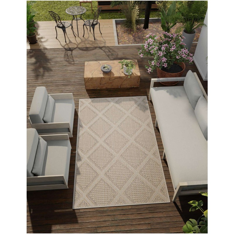 Tapete Sinfonía Exterior Enrejado de Rombos en Khaki