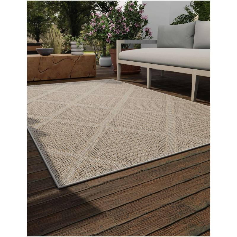 Tapete Sinfonía Exterior Enrejado de Rombos en Khaki