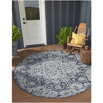 Tapete Sinfonía Exterior Medallón en Azul