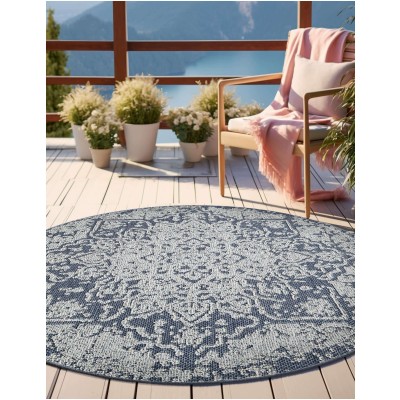 Tapete Sinfonía Exterior Medallón en Azul