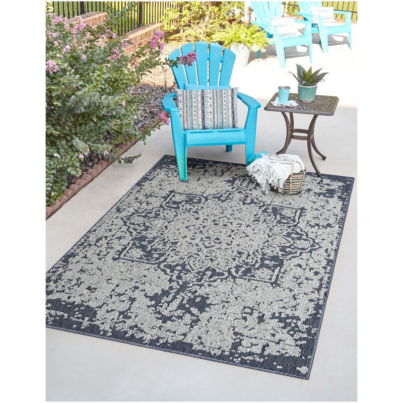 Tapete Sinfonía Exterior Medallón en Azul