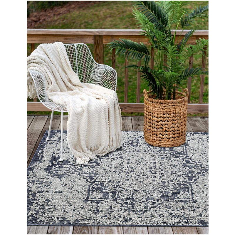 Tapete Sinfonía Exterior Medallón en Azul