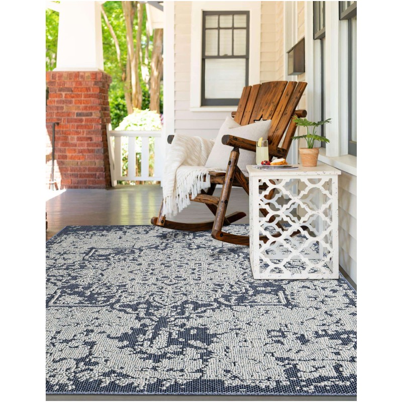 Tapete Sinfonía Exterior Medallón en Azul