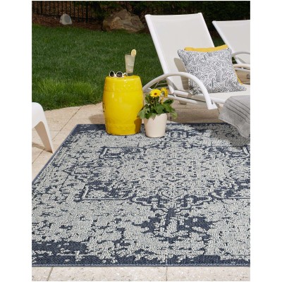 Tapete Sinfonía Exterior Medallón en Azul